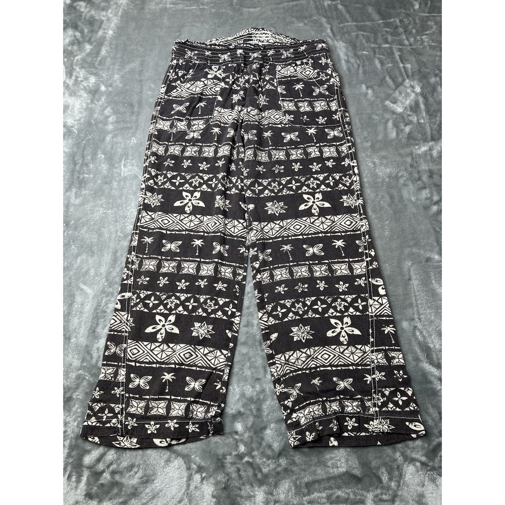 Cali 1850 Pants Women Size Large Linen Beach Boho Print Drawstring